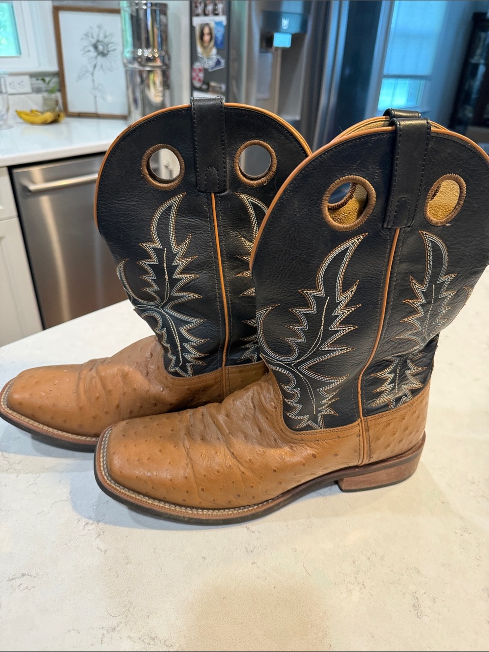 Smoky Mountain Men's Square Toe Western Boots - Ostrich Print - 11D